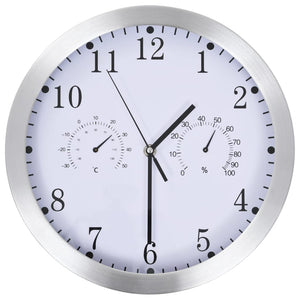 Orologio da Parete al Quarzo Igrometro Termometro 30 cm Bianco cod mxl 62784