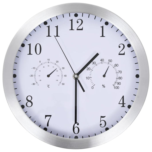 Orologio da Parete al Quarzo Igrometro Termometro 30 cm Bianco cod mxl 62784
