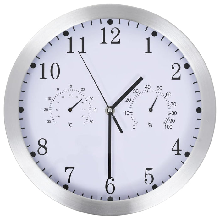 Orologio da Parete al Quarzo Igrometro Termometro 30 cm Bianco 50623
