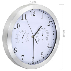 Orologio da Parete al Quarzo Igrometro Termometro 30 cm Bianco cod mxl 62784