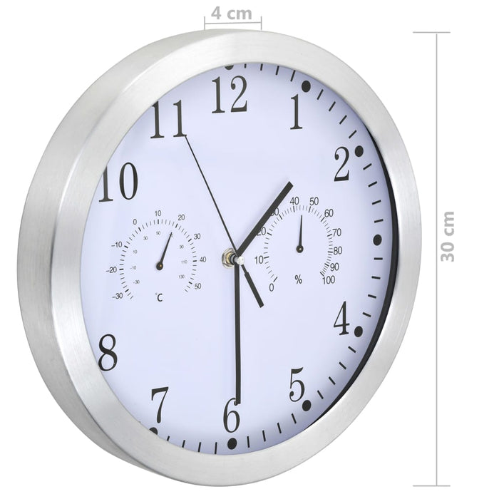 Orologio da Parete al Quarzo Igrometro Termometro 30 cm Bianco 50623
