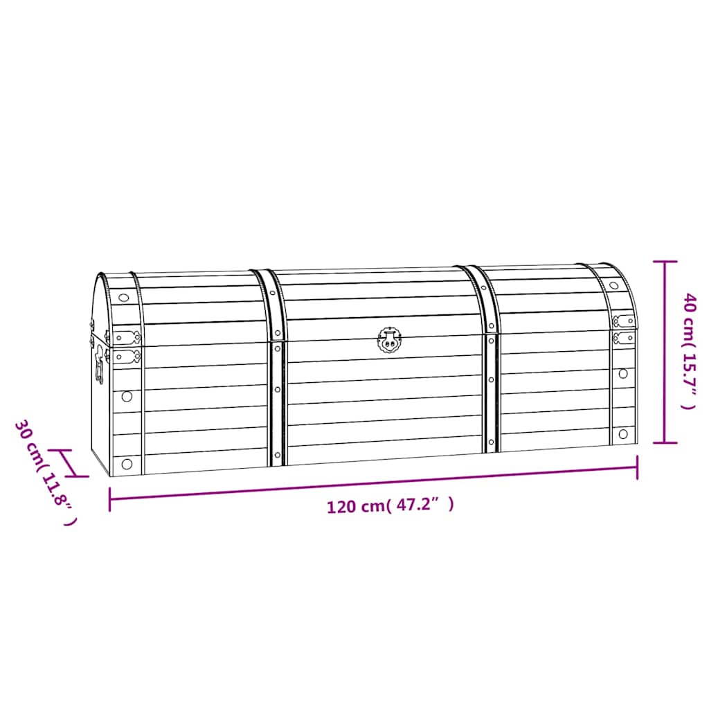 Baule in Legno Massello in Stile Vintage 120x30x40 cm cod mxl 48827