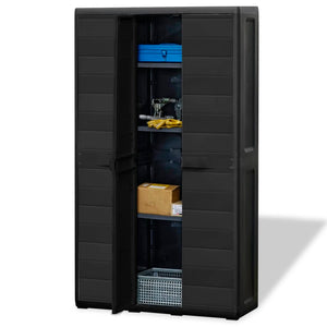 Armadietto da Giardino a 4 Ripiani Nero 43700
