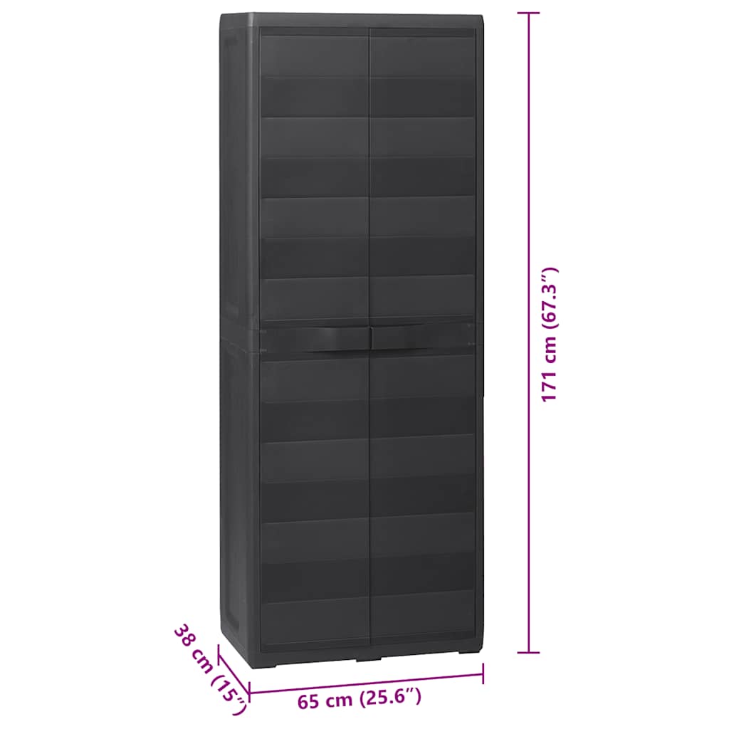 Armadietto da Giardino a 3 Ripiani Nero 43702