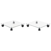 Pedane su Ruote per Piante 2pz Vetro Temperato 35x35cm Quadrato cod mxl 72527