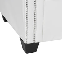 Divano Chersterfield a L in Pelle Artificiale Bianca