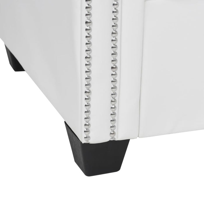 Divano Chersterfield a L in Pelle Artificiale Bianca