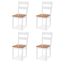 Set da Pranzo 5 pz in MDF e Legno di Hevea Bianco 274943