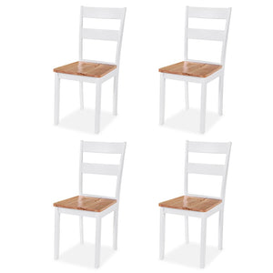 Set da Pranzo 5 pz in MDF e Legno di Hevea Bianco 274943