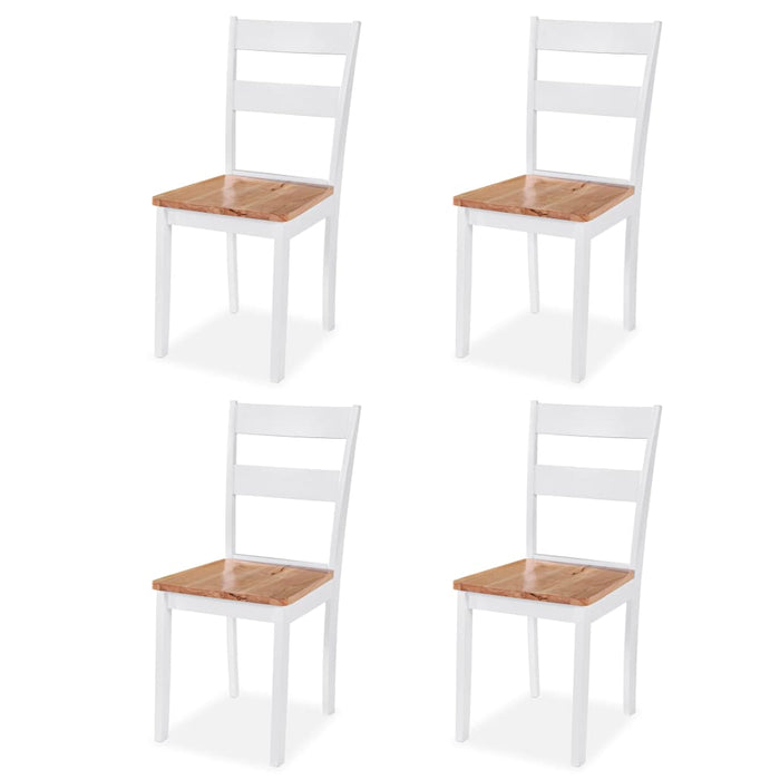 Set da Pranzo 5 pz in MDF e Legno di Hevea Bianco 274943