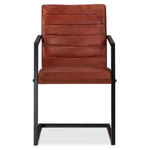 Sedie da Pranzo 2 pz Marroni in Vera Pelle 245658