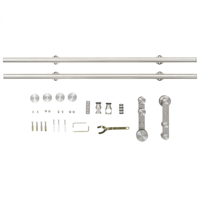 Kit Binari Porta Scorrevole 183cm Acciaio Inossidabile Argento cod mxl 66235