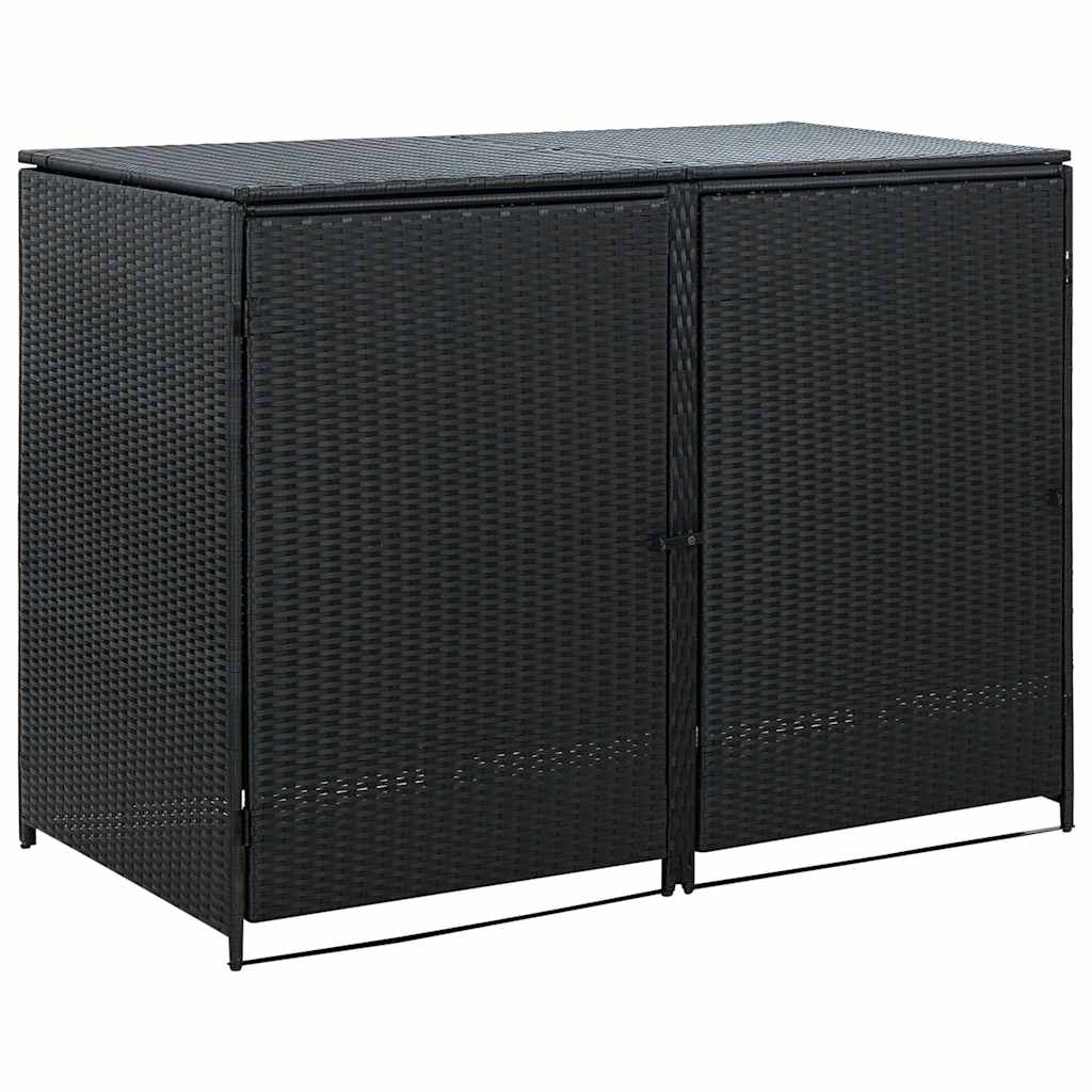 Copribidone Doppio per Spazzatura Polyrattan Nero 148x80x111 cm 43887