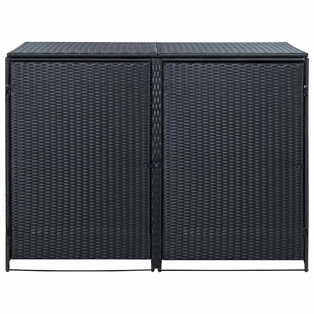Copribidone Doppio per Spazzatura Polyrattan Nero 148x80x111 cm 43887