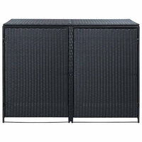 Copribidone Doppio per Spazzatura Polyrattan Nero 148x80x111 cm 43887