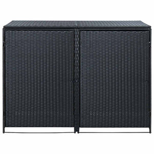 Copribidone Doppio per Spazzatura Polyrattan Nero 148x80x111 cm 43887
