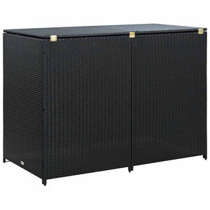 Copribidone Doppio per Spazzatura Polyrattan Nero 148x80x111 cm 43887