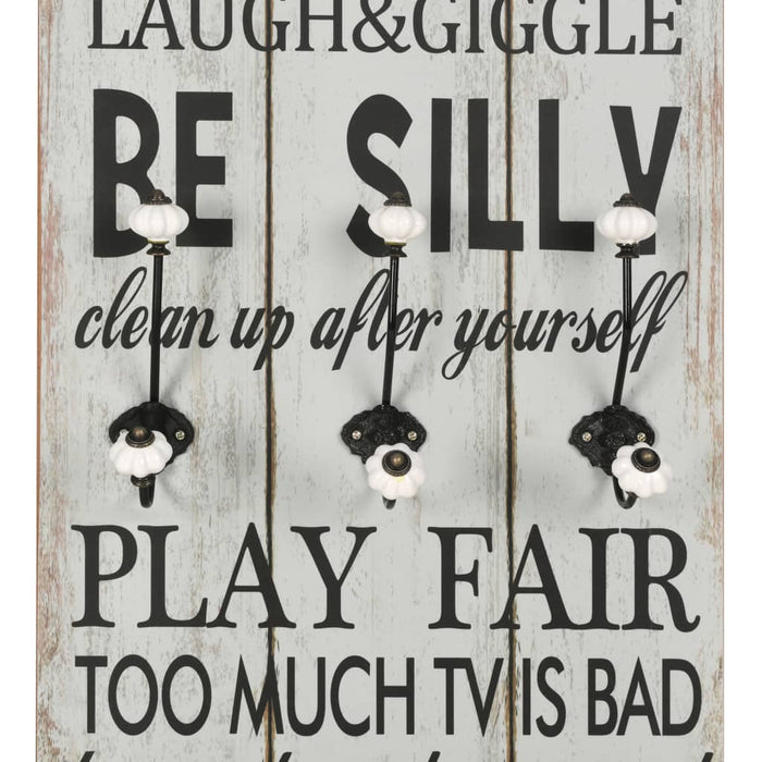 Appendiabiti da Parete con 6 Ganci THANK YOU 120x40 cm 245850