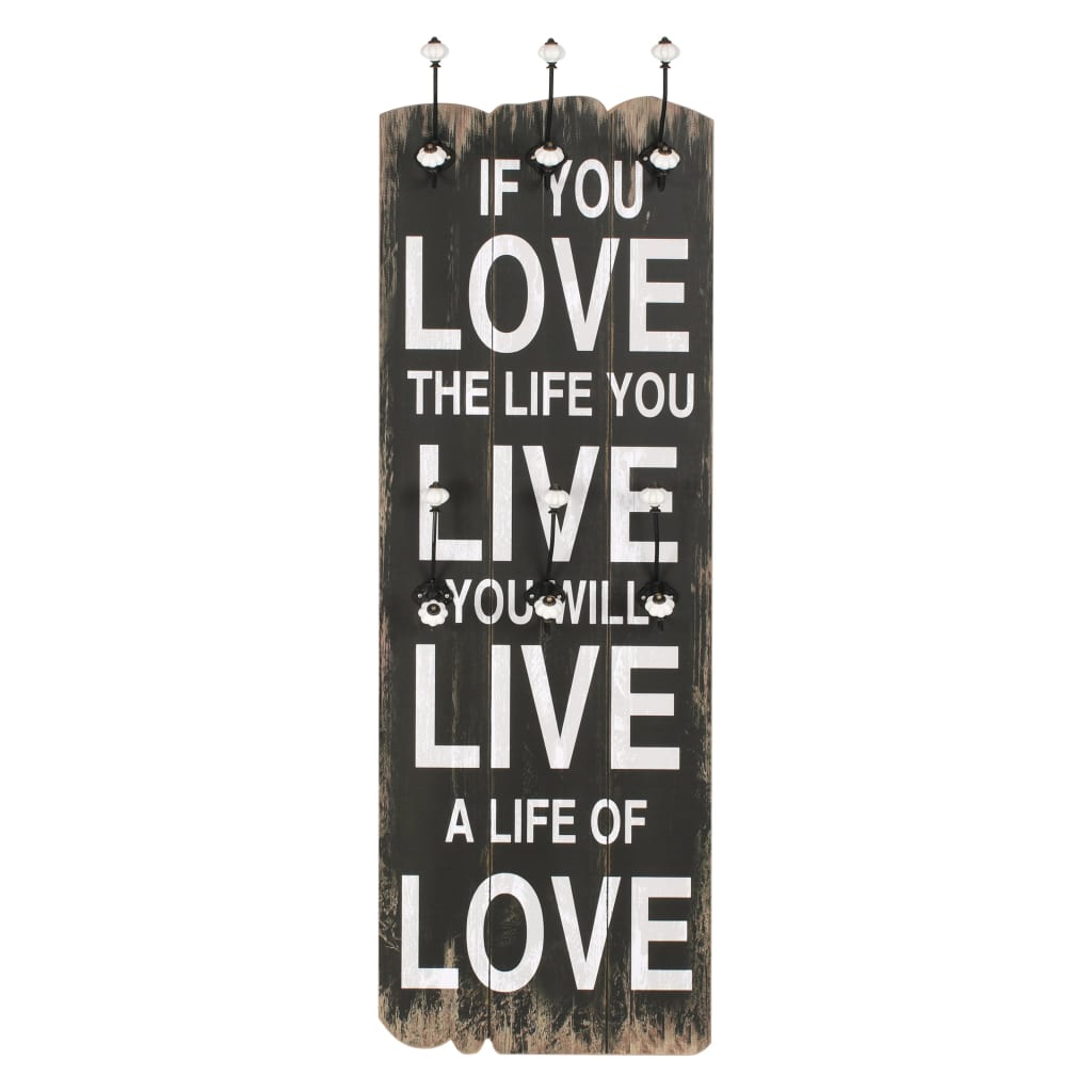 Appendiabiti da Parete con 6 Ganci LOVE LIVE 120x40 cm