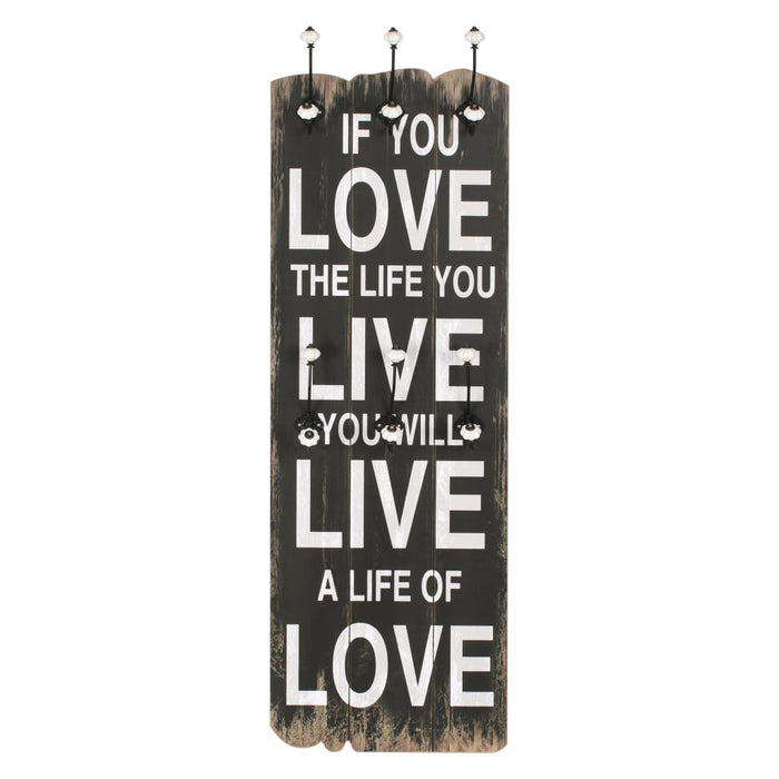 Appendiabiti da Parete con 6 Ganci LOVE LIVE 120x40 cm 245853