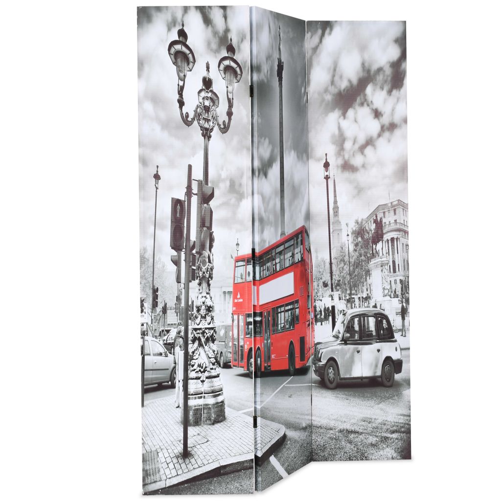 Schermo divisorio divisorio mobile decorativo 120 cm design autobus londinese bianco e nero 0802034