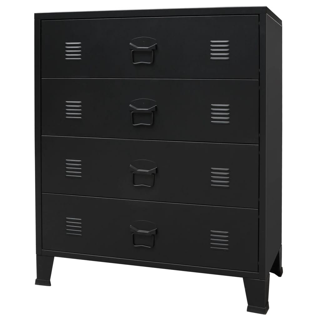 Credenza buffet consolle mobile contenitore con cassetti in metallo stile industriale 93 cm nero 4402223