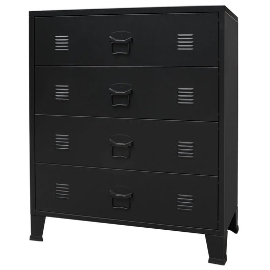 Credenza buffet consolle mobile contenitore con cassetti in metallo stile industriale 93 cm nero 4402223