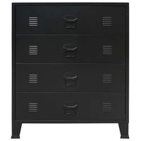 Credenza buffet consolle mobile contenitore con cassetti in metallo stile industriale 93 cm nero 4402223