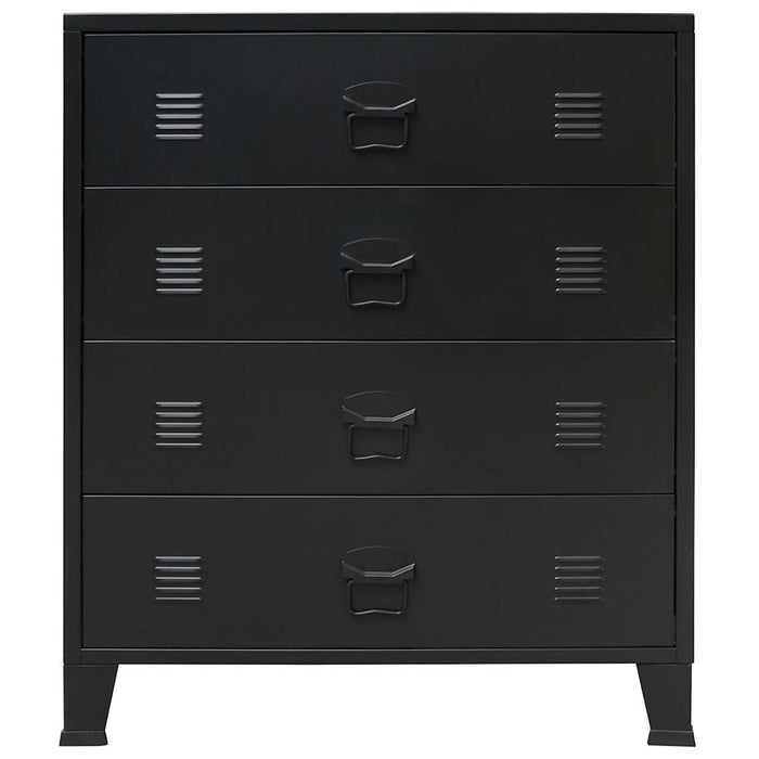 Cassettiera in Metallo in Stile Industriale 78x40x93 cm Nera 245963