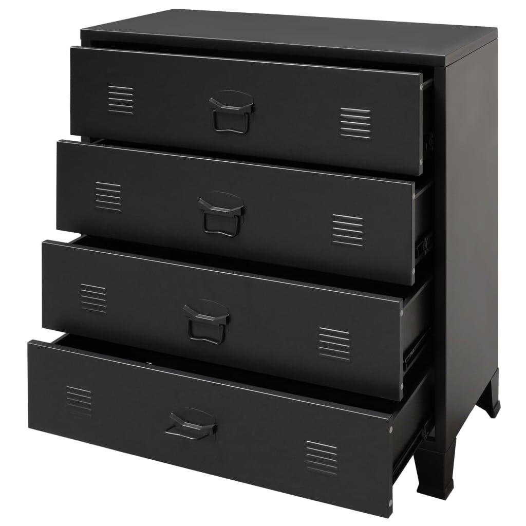 Credenza buffet consolle mobile contenitore con cassetti in metallo stile industriale 93 cm nero 4402223