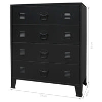 Credenza buffet consolle mobile contenitore con cassetti in metallo stile industriale 93 cm nero 4402223