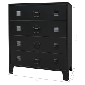 Credenza buffet consolle mobile contenitore con cassetti in metallo stile industriale 93 cm nero 4402223