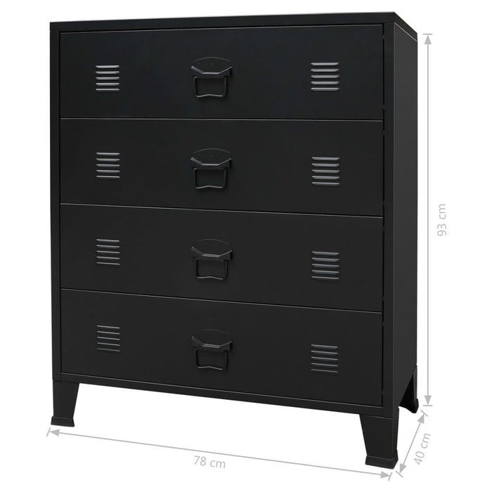 Credenza buffet consolle mobile contenitore con cassetti in metallo stile industriale 93 cm nero 4402223