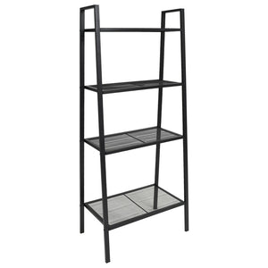 Libreria a Scala con 4 Ripiani in Metallo Nero cod mxl 47693