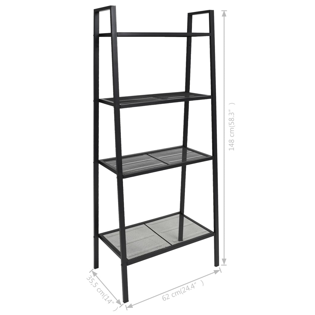 Libreria a Scala con 4 Ripiani in Metallo Nero cod mxl 47693