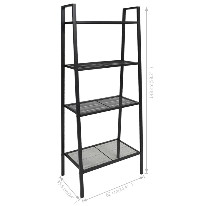 Libreria a Scala con 4 Ripiani in Metallo Nero cod mxl 47693