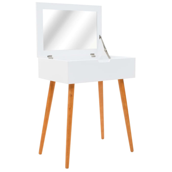 Toeletta tavolo da trucco mobile di design mobile per camera da letto con specchio 60 x 40 x 75 cm MDF bianco 02_0006292