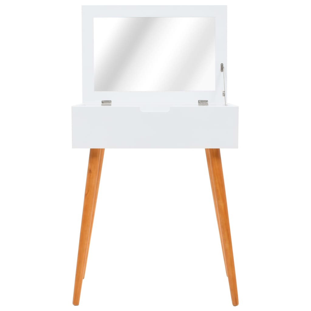 Toeletta tavolo da trucco mobile di design mobile per camera da letto con specchio 60 x 40 x 75 cm MDF bianco 02_0006292