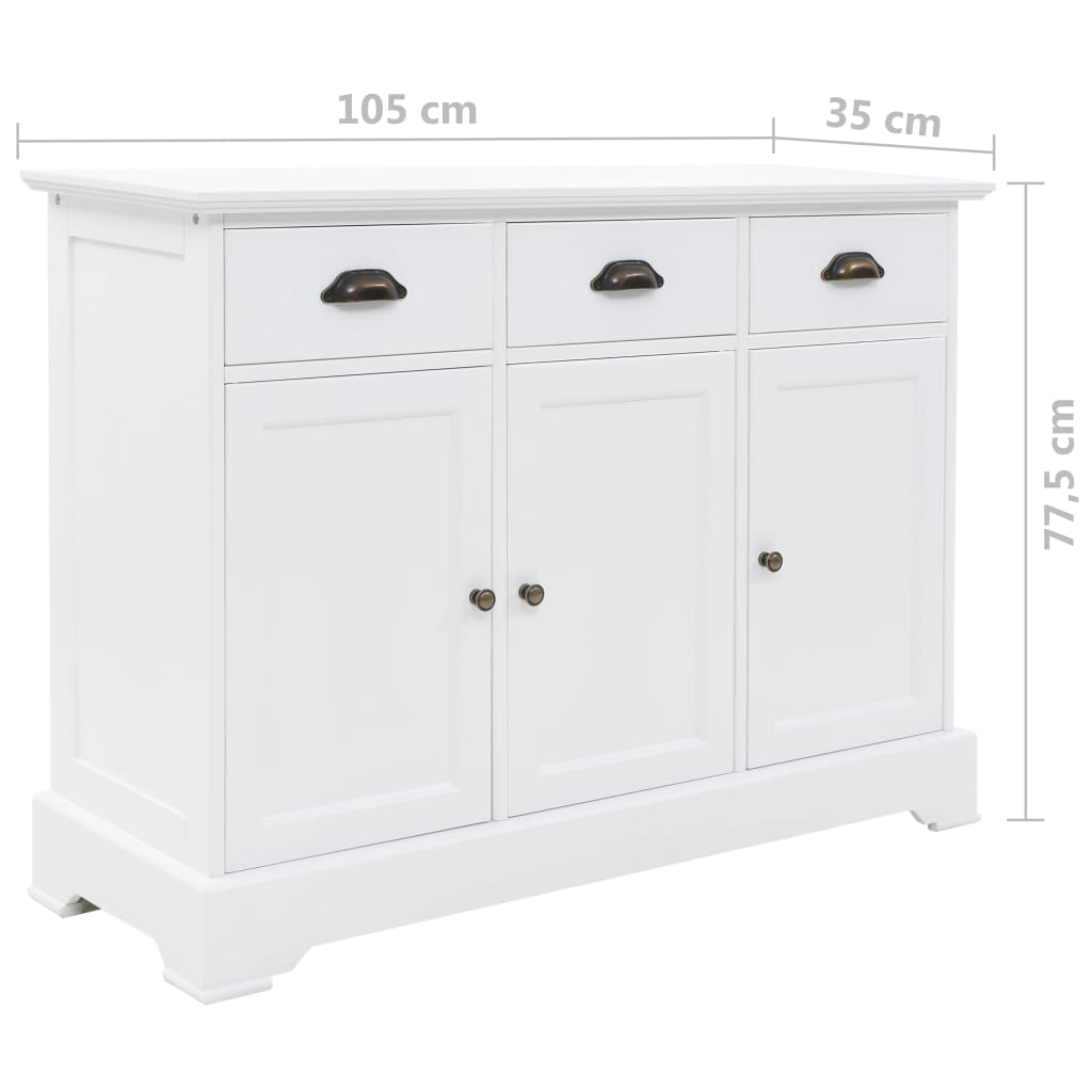 Credenza con 3 Ante in MDF e Legno di Pino 105x35x77,5 cm 245754