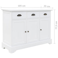 Credenza con 3 Ante in MDF e Legno di Pino 105x35x77,5 cm 245754
