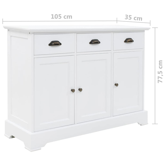 Credenza con 3 Ante in MDF e Legno di Pino 105x35x77,5 cm 245754
