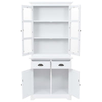 Credenza con Alzata 4 Ante in MDF e Legno di Pino 80x40x180 cm 245755