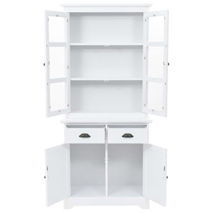 Credenza con Alzata 4 Ante in MDF e Legno di Pino 80x40x180 cm 245755