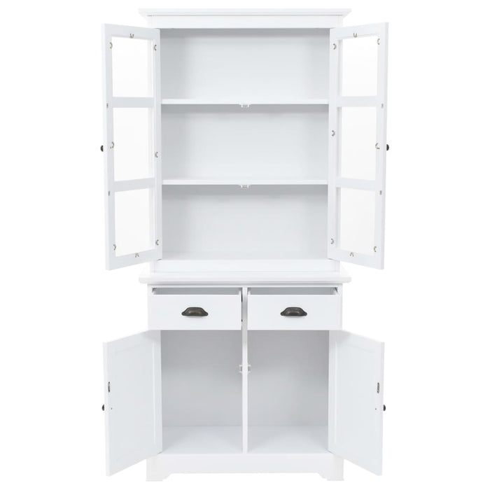 Credenza con Alzata 4 Ante in MDF e Legno di Pino 80x40x180 cm 245755