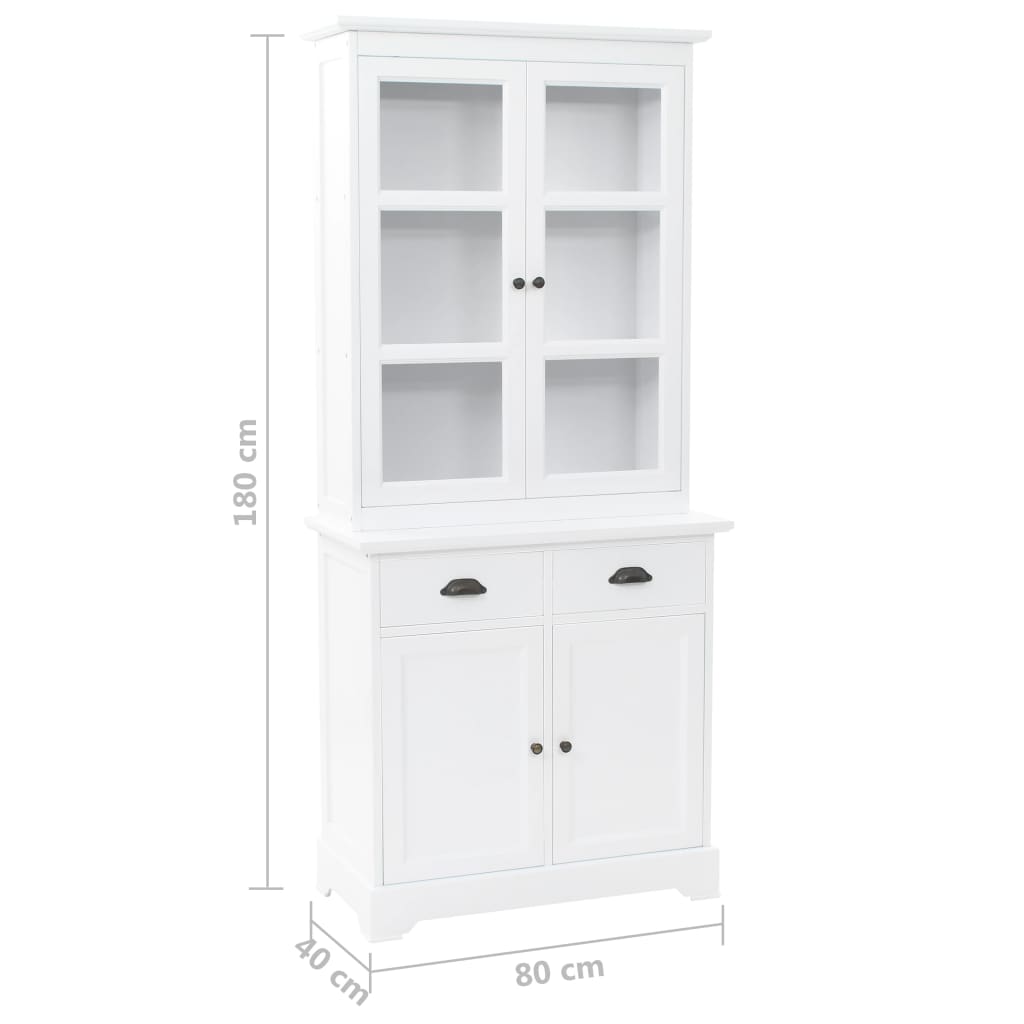 Credenza con Alzata 4 Ante in MDF e Legno di Pino 80x40x180 cm 245755