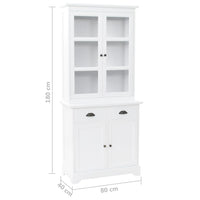 Credenza con Alzata 4 Ante in MDF e Legno di Pino 80x40x180 cm 245755