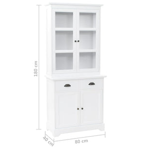 Credenza con Alzata 4 Ante in MDF e Legno di Pino 80x40x180 cm 245755