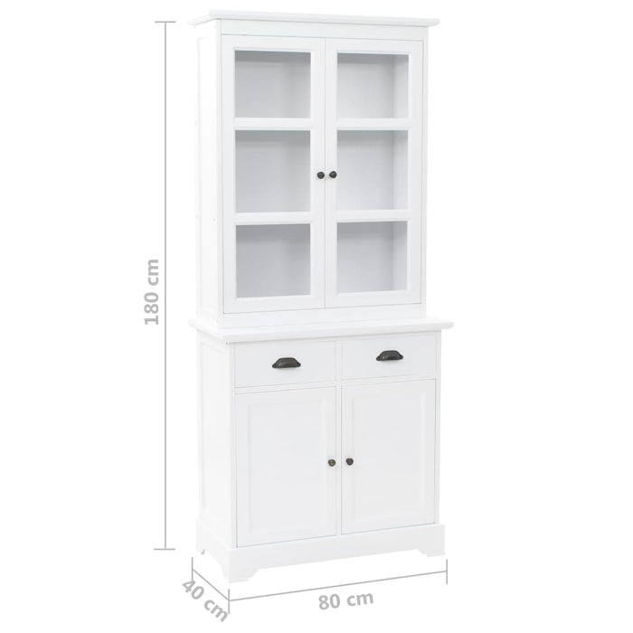 Credenza con Alzata 4 Ante in MDF e Legno di Pino 80x40x180 cm 245755