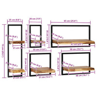 Set di Mensole 5 pz in Legno Massello di Acacia e Acciaio cod mxl 53157