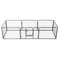 Box per Cani con 8 Pannelli in Acciaio 60x80 cm Nero cod mxl 48734